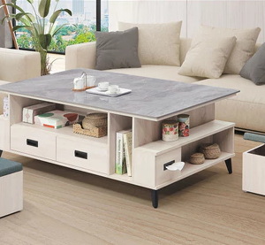 F67-1 4號150公分鋼刷白大茶几 含岩板12MM+小椅*2