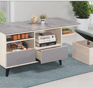 F66-4 4號120公分鋼刷白大茶几 含岩板12MM+小椅*2