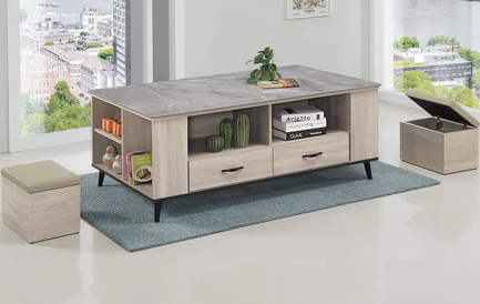 F67-2 1號150公分芋頭色大茶几 含岩板12MM+小椅*2