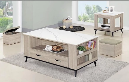 F68-1 1號大茶几 含岩板+小椅*2