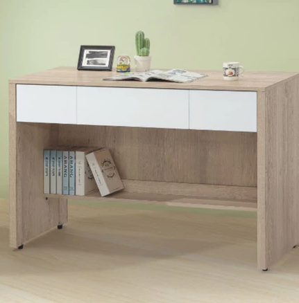 D629-1 肯詩特原橡雙色4尺三抽書桌