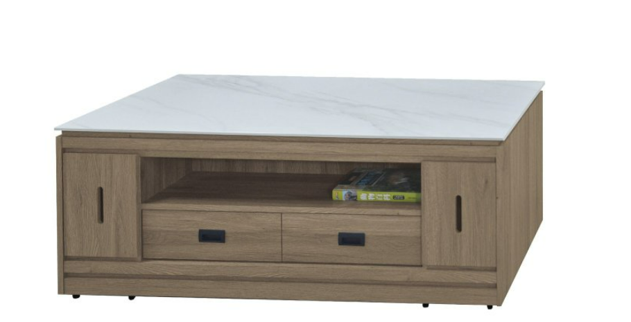 F71-1 亞格灰橡大茶几 12MM白岩板