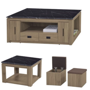 F71-5 魯邦灰橡大茶几 12MM白岩板