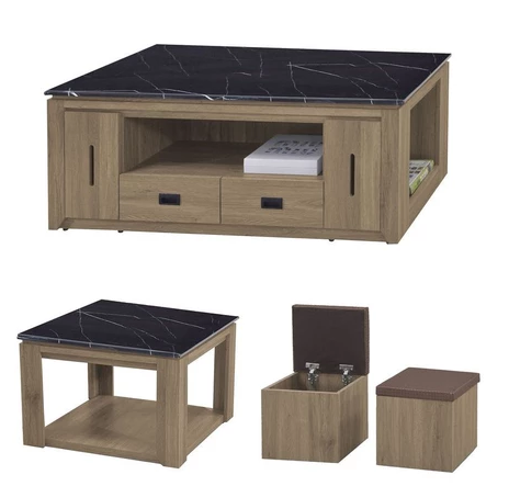 F71-5 魯邦灰橡大茶几 12MM白岩板