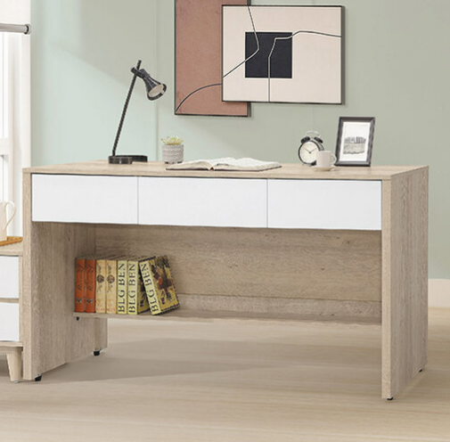 D629-5 肯詩特原橡雙色5尺三抽書桌