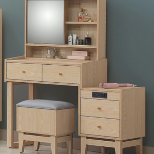 E59-8   喬伊原木色2.7尺伸縮鏡台 含椅