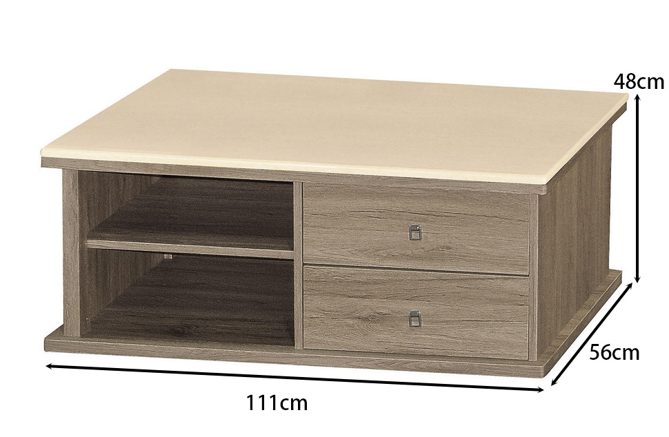 F74-4 H45灰橡大茶几 白砂石面 無面