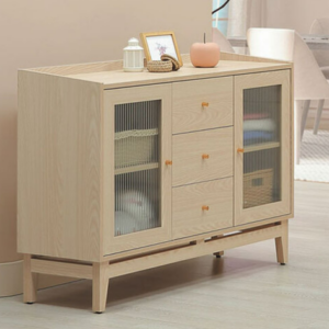 E62-1喬伊原木色收納邊櫃 長虹5MM強化+三節滑軌