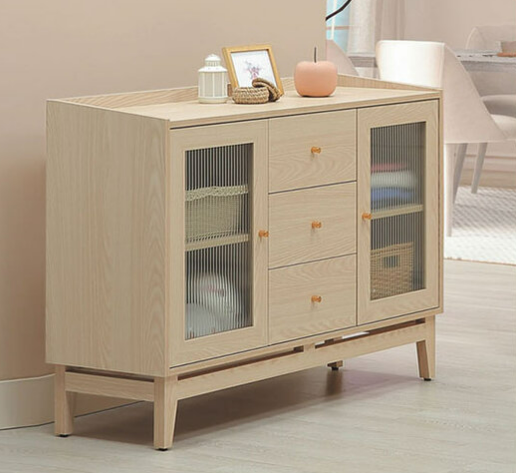 E62-1喬伊原木色收納邊櫃 長虹5MM強化+三節滑軌