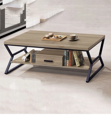 F78-2 315#工業風木面灰橡大茶几
