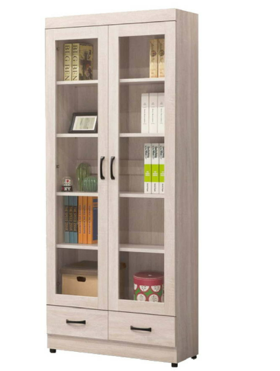 D635-3 鋼刷白下抽2.6尺書櫥