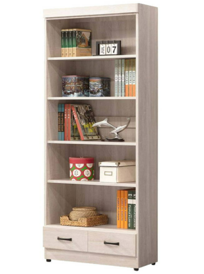 D636-6 鋼刷白有抽開放式2.6尺書櫥