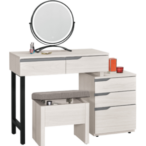 A1029-3羅恩2.7尺伸縮化妝台 全組 鏡台 含椅 可左右擺放