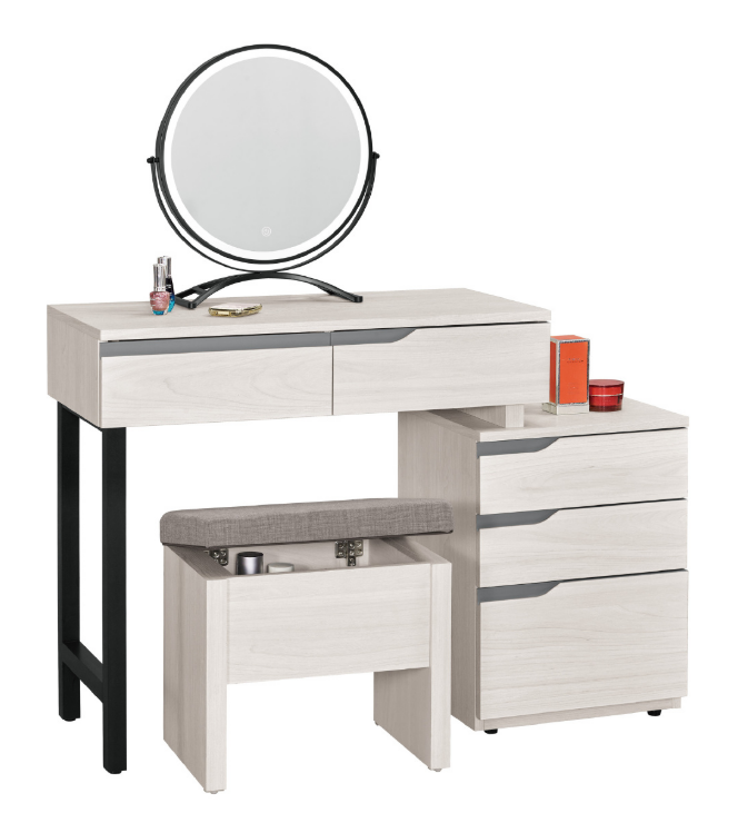 A1029-3羅恩2.7尺伸縮化妝台 全組 鏡台 含椅 可左右擺放