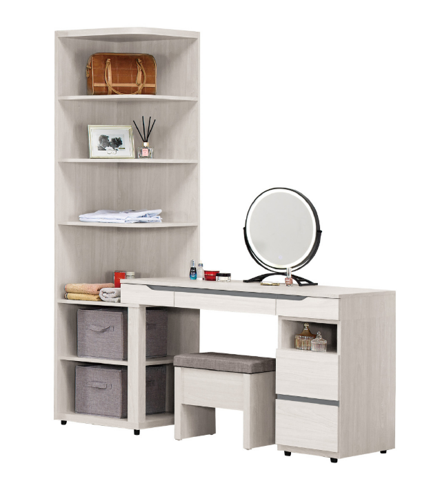 A1030-2 羅恩4尺多功能L型組合化妝台 全組 含椅 含鏡 可左右擺放