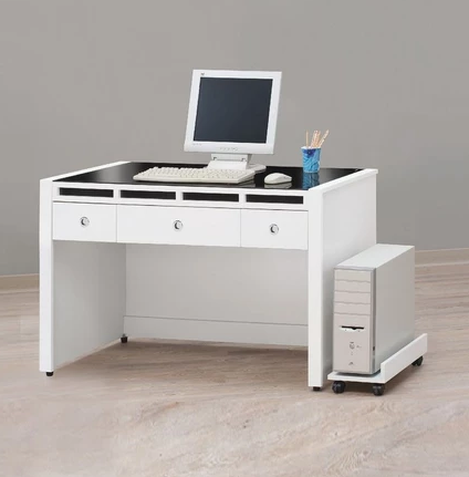 D639-7 貝多美白色4尺書桌 不含563活動櫃.544主機架