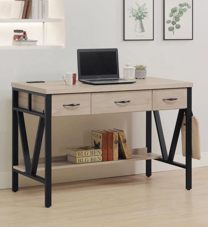 D640-2 淺橡4尺鐵架書桌