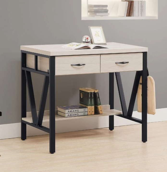 D640-4 淺白3尺鐵架書桌