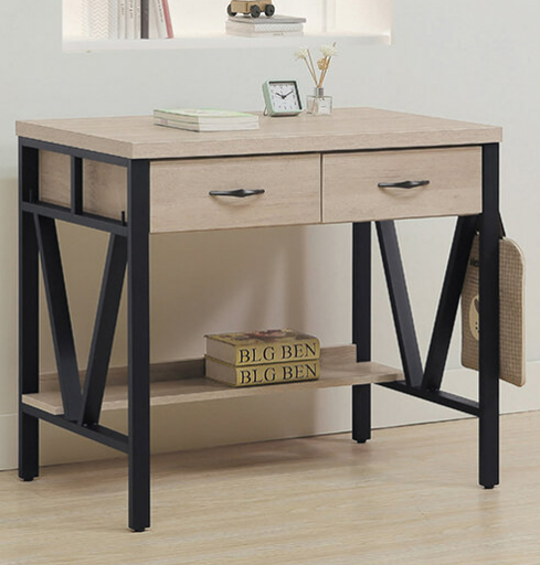 D640-5 淺橡3尺鐵架書桌