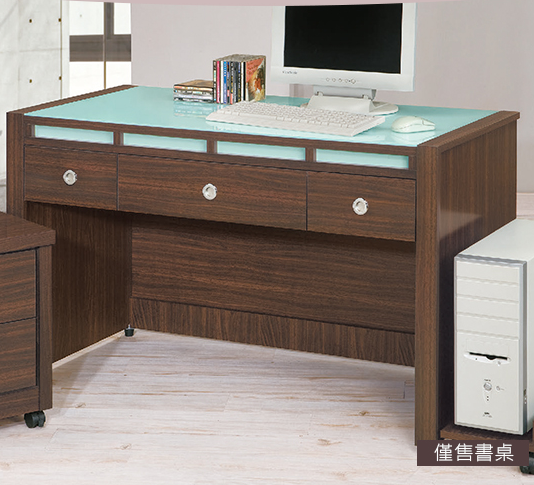 D639-12 貝多美胡桃4尺書桌 不含553活動櫃.554主機架