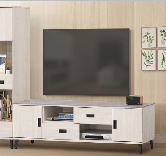 F85-2 4號鋼刷白6尺長櫃 含岩板12MM