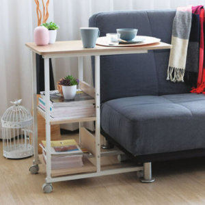 D644-10 艾恩原木色美學邊桌 防潑水/耐熱/DIY