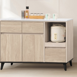 D701-8 梅西淺白雙色4尺岩板餐櫃下座