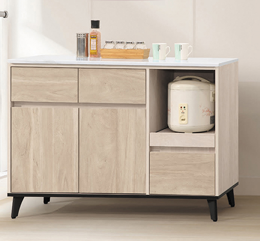 D701-8 梅西淺白雙色4尺岩板餐櫃下座