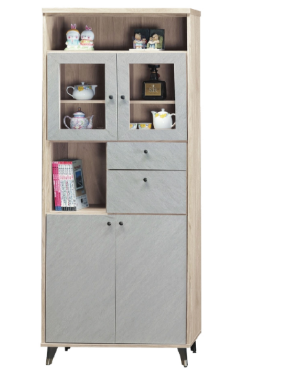 F86-6 年輪3*7尺四門書櫃 內附隔板*5