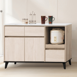 D702-8 瑪德琳淺橡木雙色4尺岩板餐櫃下座