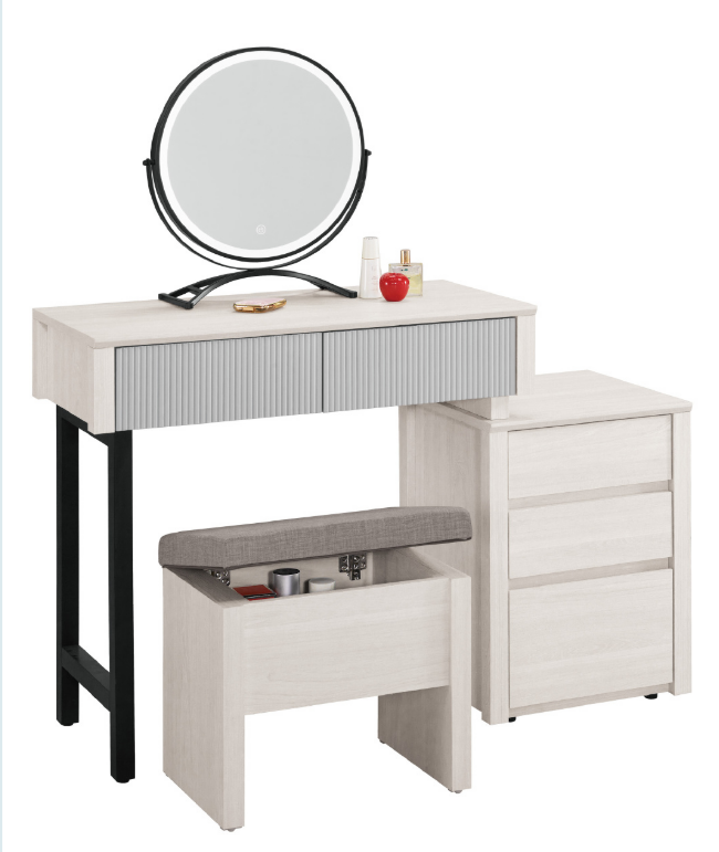 A1041-3 喬倫斯2.7尺伸縮化妝台 全組 含椅 可左右擺放