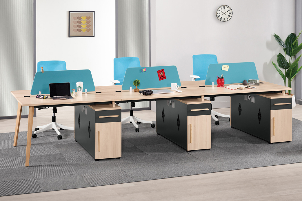 A1576-1 勞倫斯六人辦公桌 門抽雙邊造型 雙邊使用