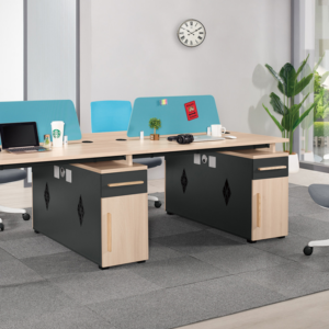 A1576-2 勞倫斯四人辦公桌 門抽雙邊造型 雙邊使用