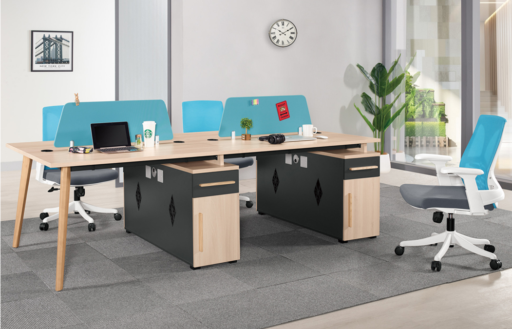 A1576-2 勞倫斯四人辦公桌 門抽雙邊造型 雙邊使用