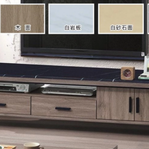 F88-14 工業風灰橡6尺長櫃 12MM白岩板