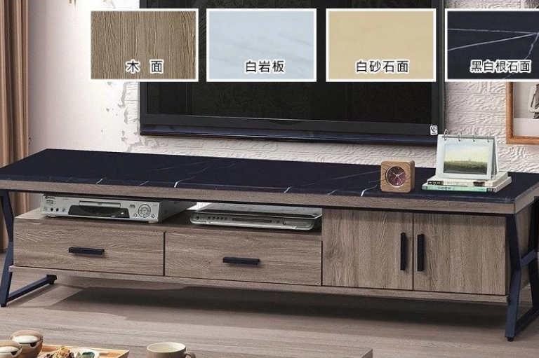 F88-14 工業風灰橡6尺長櫃 12MM白岩板