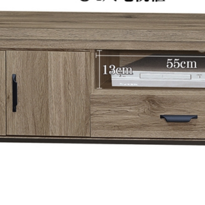 F89-10 灰橡4尺長櫃 白砂石面