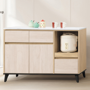 D704-4 卡洛斯橡木雙色4尺岩板餐櫃下座