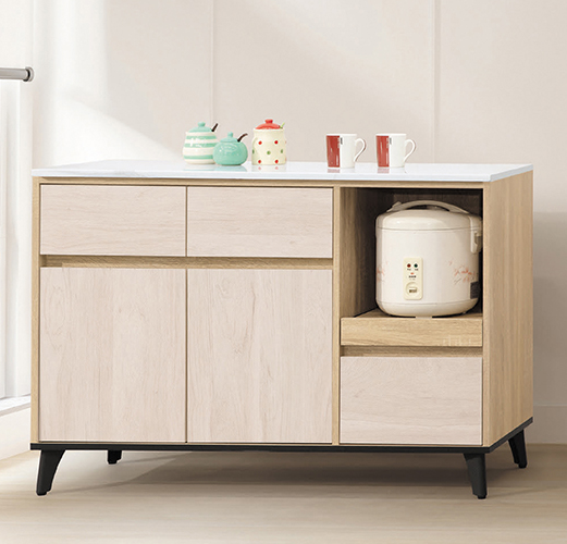 D704-4 卡洛斯橡木雙色4尺岩板餐櫃下座