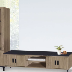 F90-14 志明灰橡6尺電視櫃 12MM白岩板