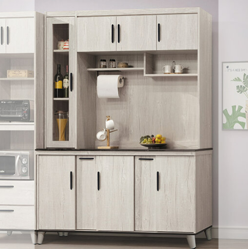 D706-3 炭燒白5尺石面餐櫃組