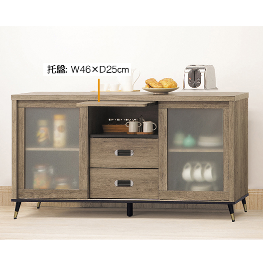 D707-5 戴維斯灰橡5尺拉門餐櫃 下座