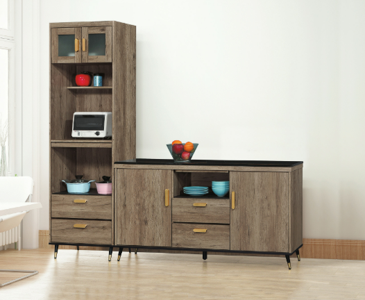 D708-1 戴維斯灰橡7尺L型收納櫃