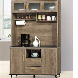 D708-2 戴維斯灰橡4尺黑石餐櫃 全組