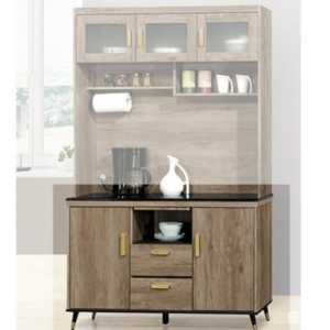 D708-3 戴維斯灰橡4尺黑石餐櫃 下座