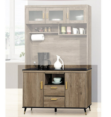 D708-3 戴維斯灰橡4尺黑石餐櫃 下座