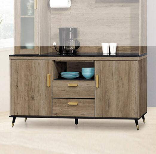 D708-5 戴維斯灰橡5尺黑石餐櫃 下座