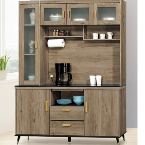 D708-4 戴維斯灰橡5尺黑石餐櫃 全組