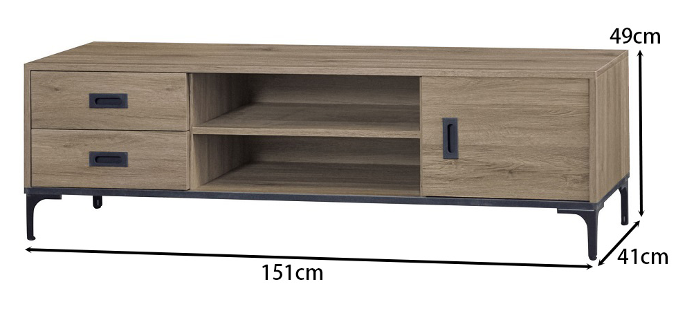 F95-1 灰橡5尺電視櫃 12MM白岩板