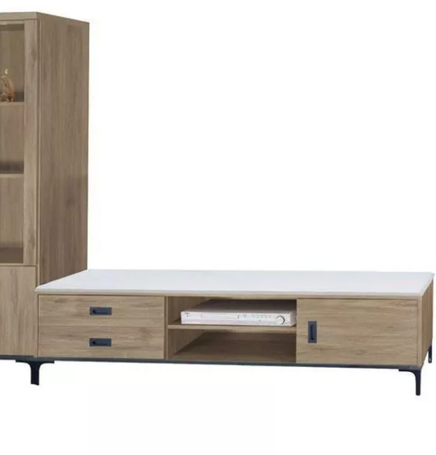 F95-6 灰橡6尺電視櫃 12MM白岩板